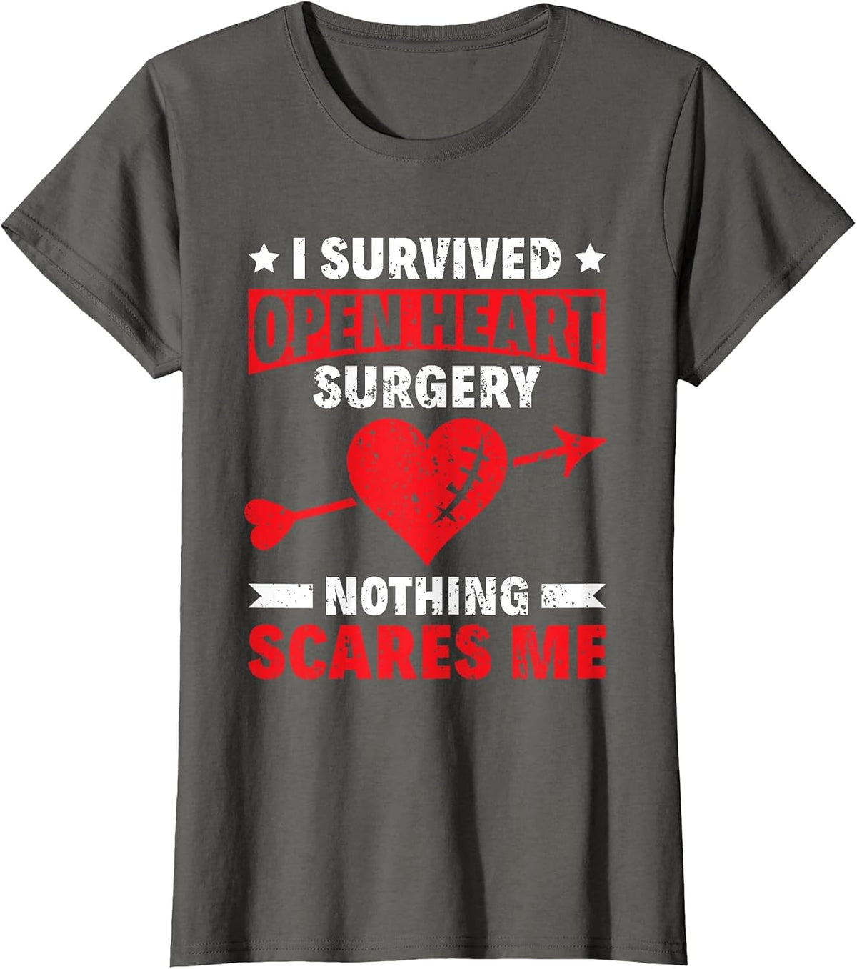 Survived Open Heart Surgery - Bypass Heart Defect T-Shirt - Asphalt Grey