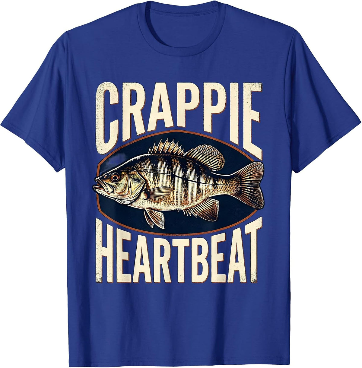 Crappie Heartbeat Vintage Fishing Angler Wildlife Enthusiast T-Shirt - Royal Blue
