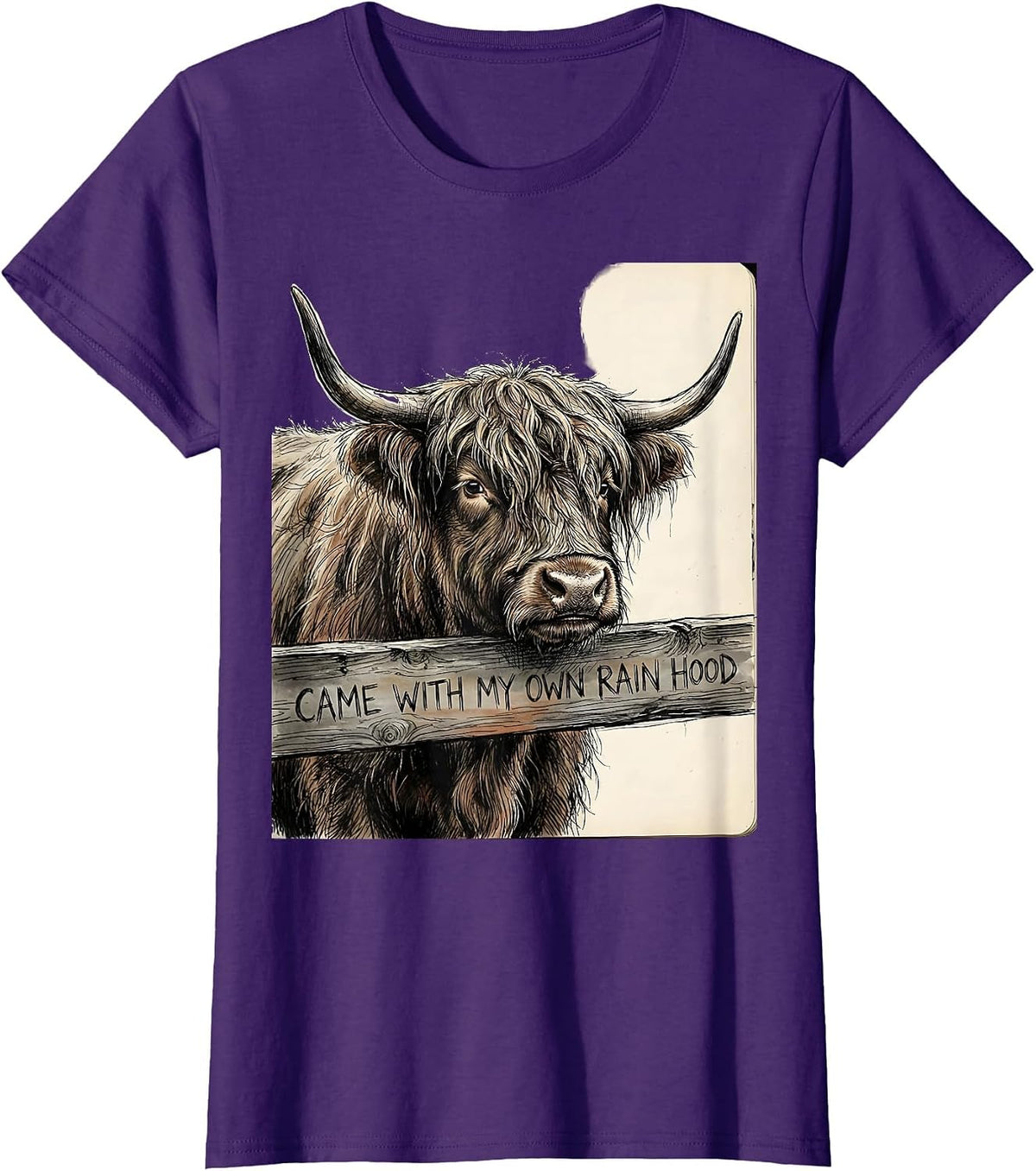 Women's Came With My Own Rain Hood Funny Highland Cow Cute Scottish T-Shirt - Purple