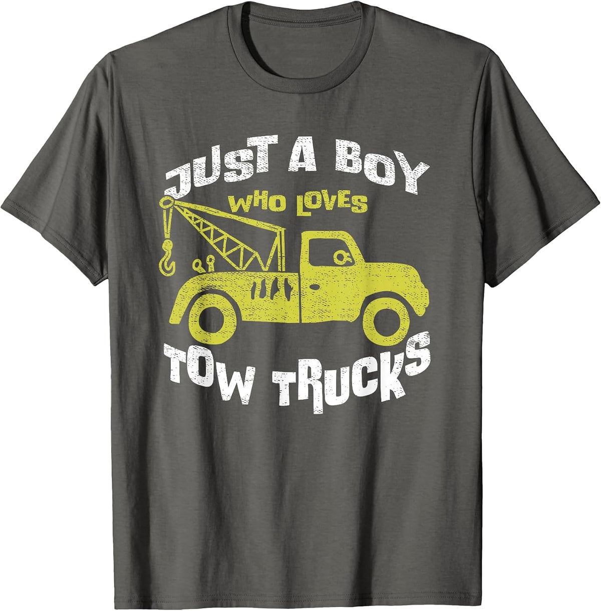 Tow Trucks Toddler Boys Just a Boy Who Loves Tow Trucks T-Shirt - Asphalt Grey