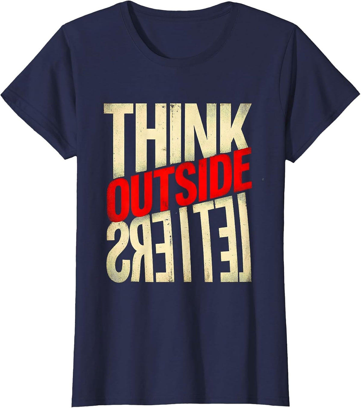 Women's Think Outside the Letters Dyslexia Awareness Design T-Shirt - Navy Blue