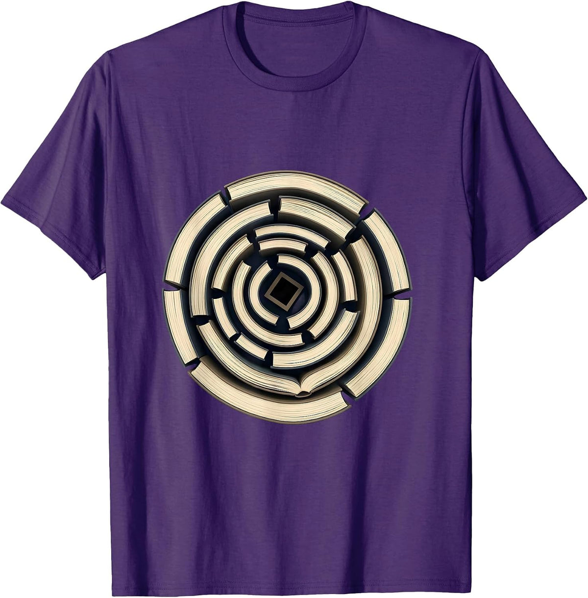 Dyslexia Awareness Books Spiral Labyrinth Maze Design T-Shirt - Purple