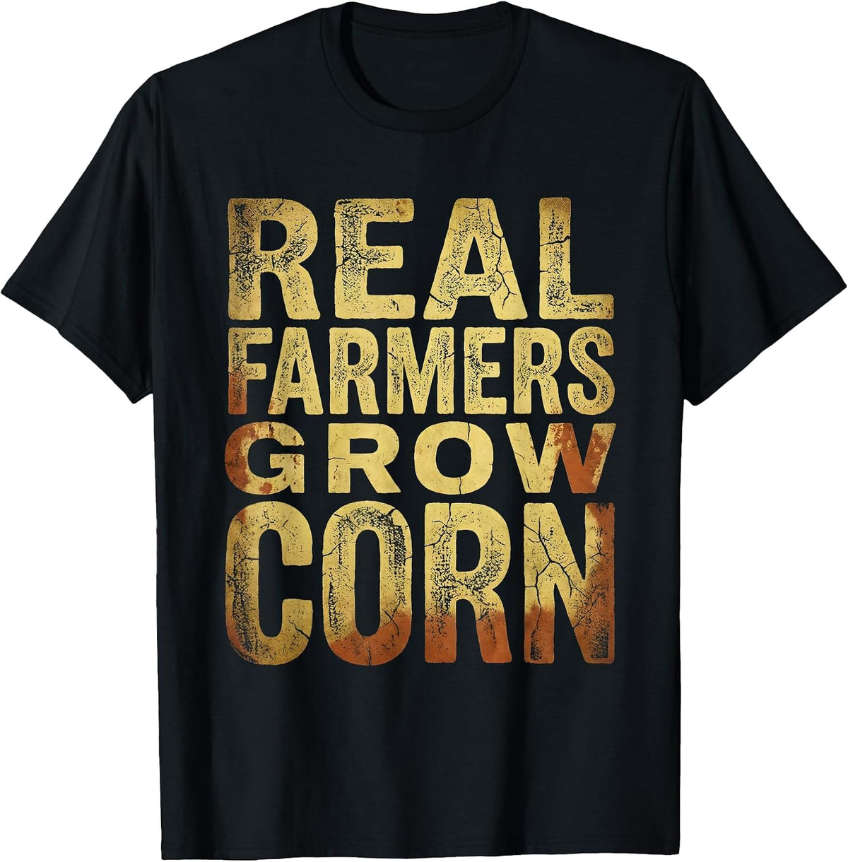 Men's Real Farmers Grow Corn Agriculture Design T-Shirt - Black