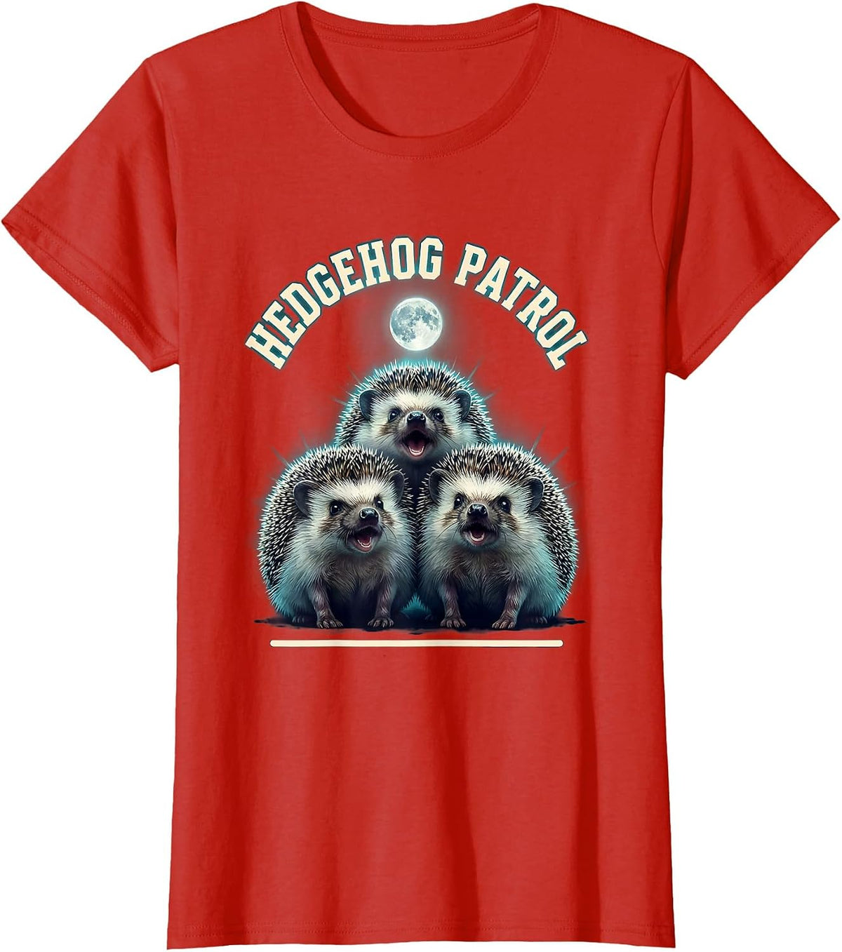 Hedgehog Patrol Sports Funny Absurd Meme Humor T-Shirt - Red