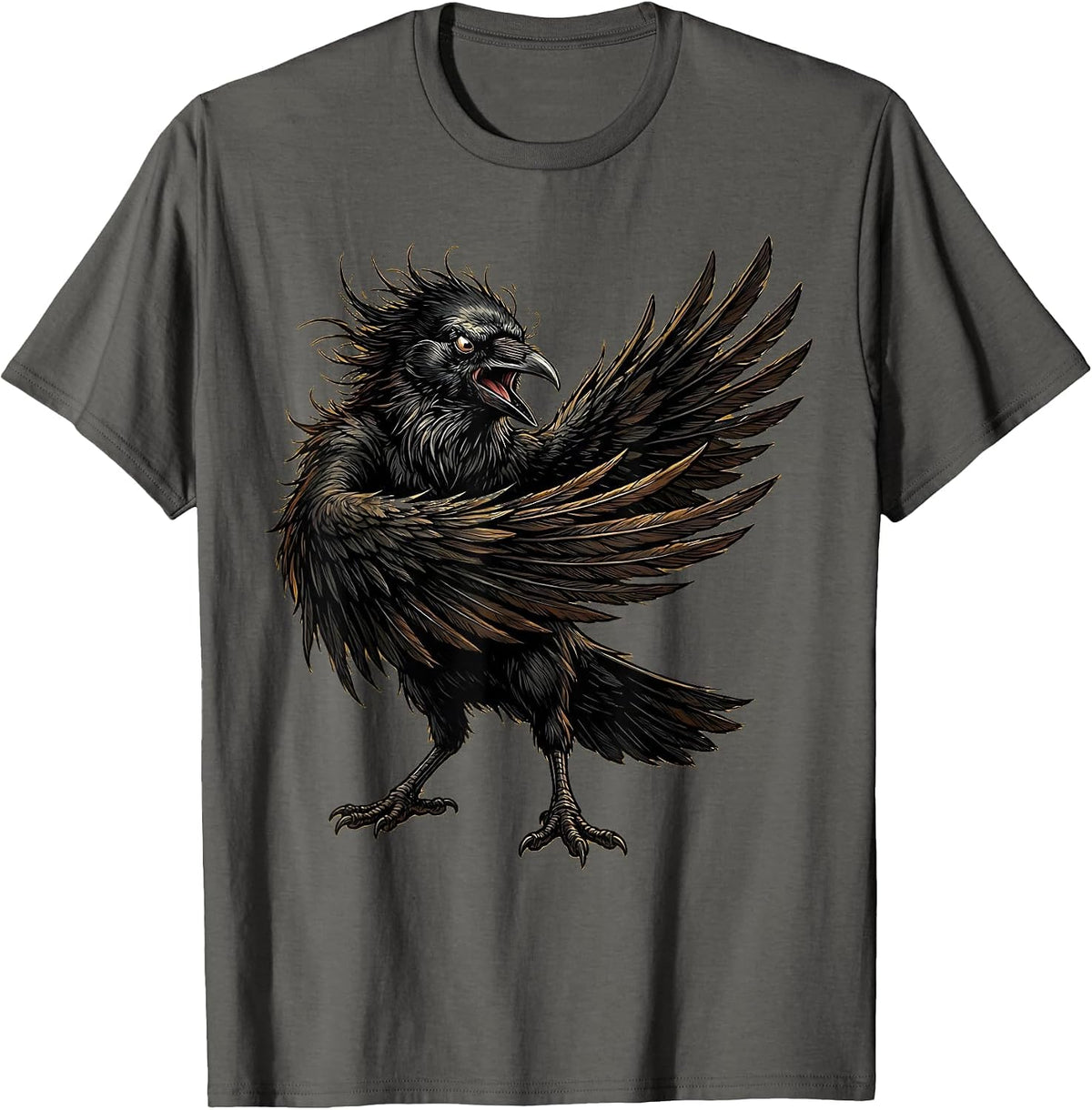 Men's Angry Crow Flipping Wing Graphic T-Shirt - Asphalt Grey