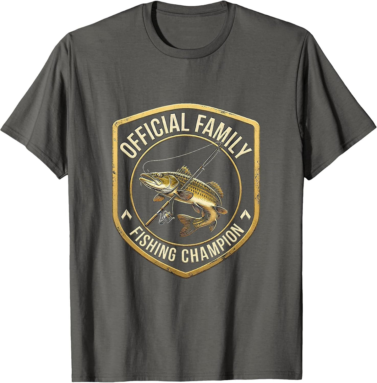 Official Family Fishing Champion Funny Fishing Humor Gift T-Shirt - Asphalt Grey