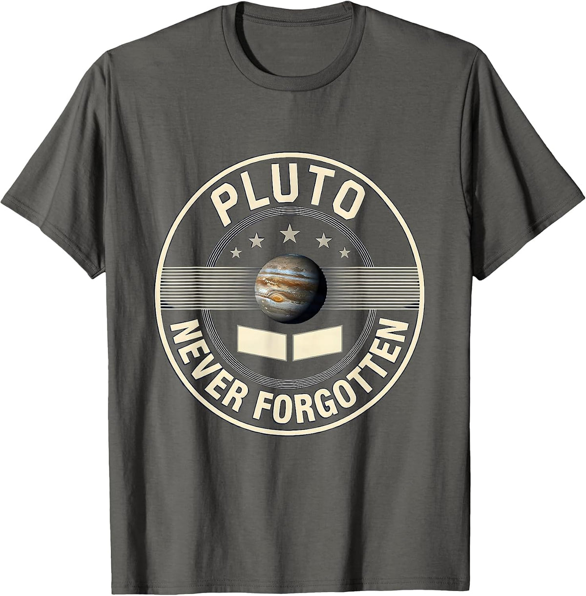 Pluto Never Forgotten Funny Astronomy Science Fan Retro T-Shirt - Asphalt Grey