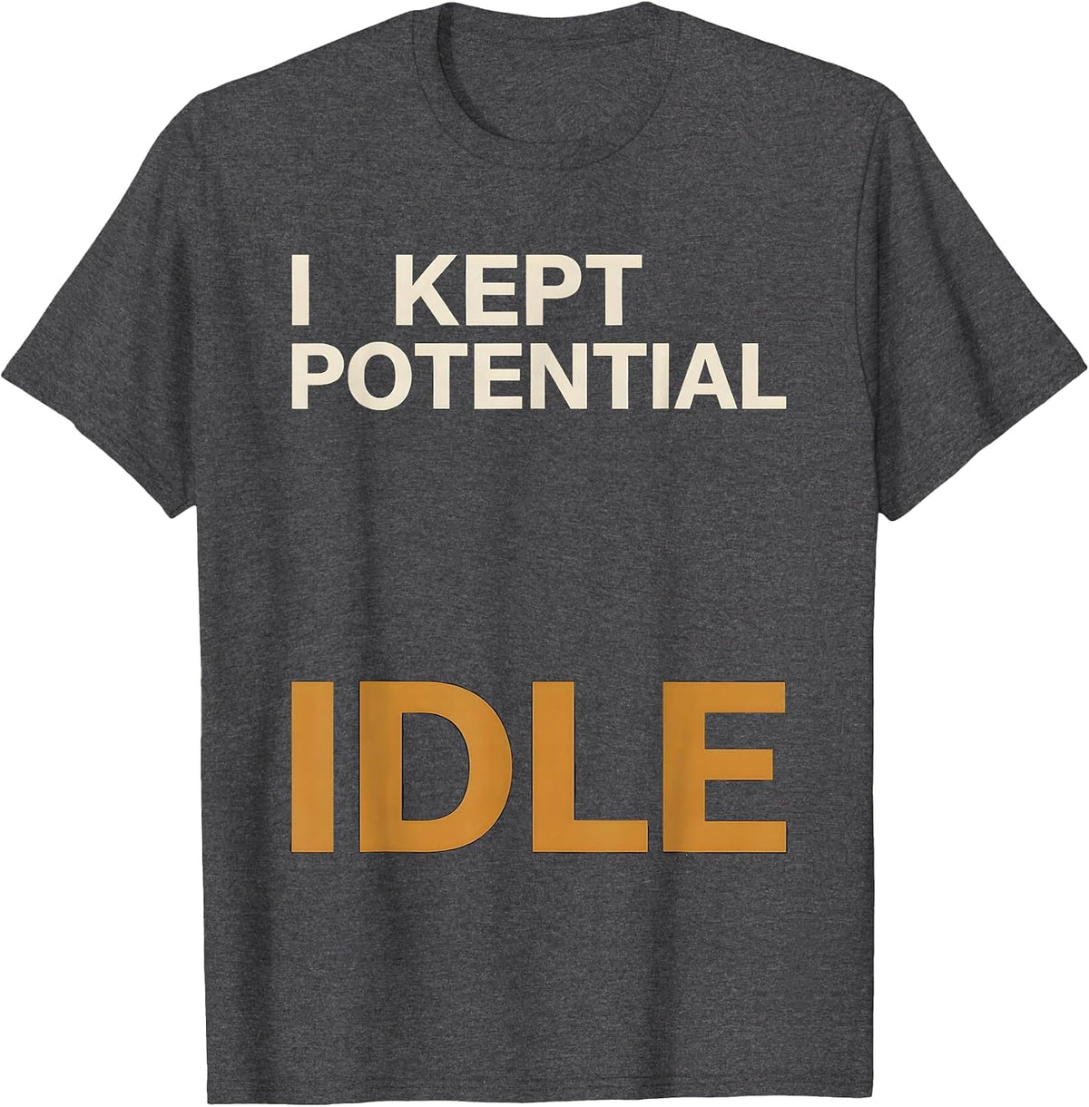 Men's I Kept Potential Idle Funny Physics Pun Humor T-Shirt - Dark Heather Grey