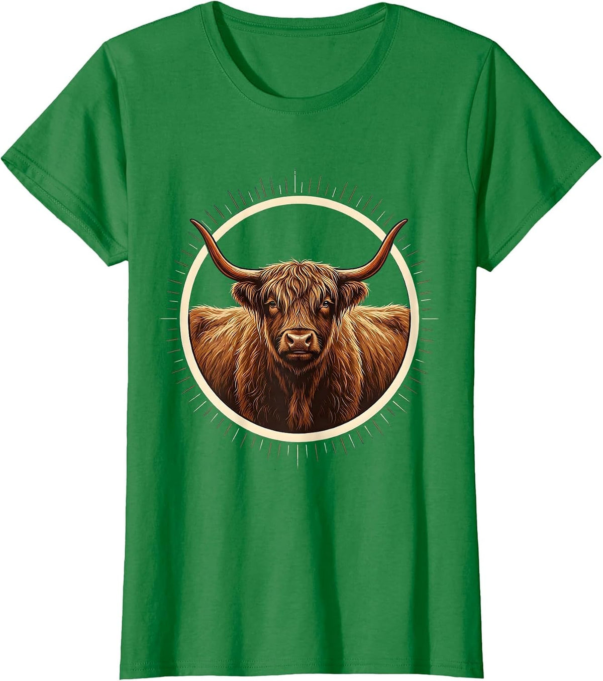 Women's Highland Cow Cute Scottish Humor Sign Painter Showcard T-Shirt - Kelly Green