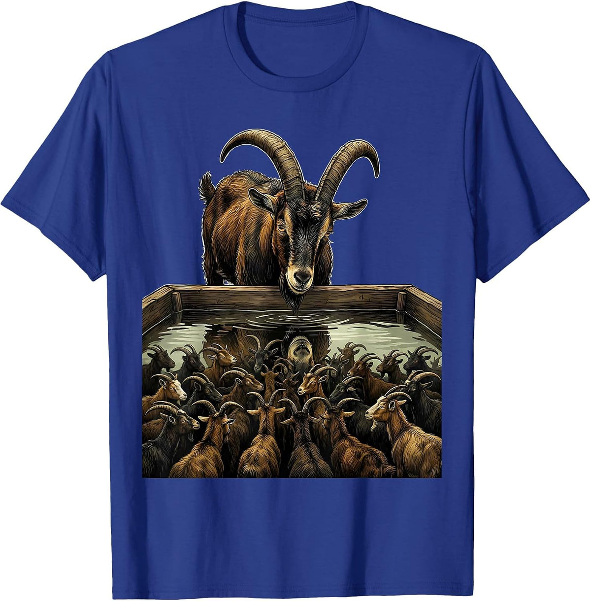 Men's Goat Herd Reflection Funny Farm Animal Lover T-Shirt - Royal Blue
