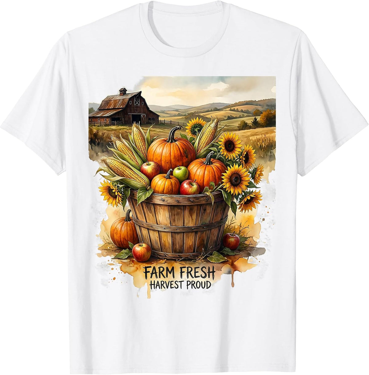 Farm Fresh Harvest Proud Fall Rural Harvest Design T-Shirt - White