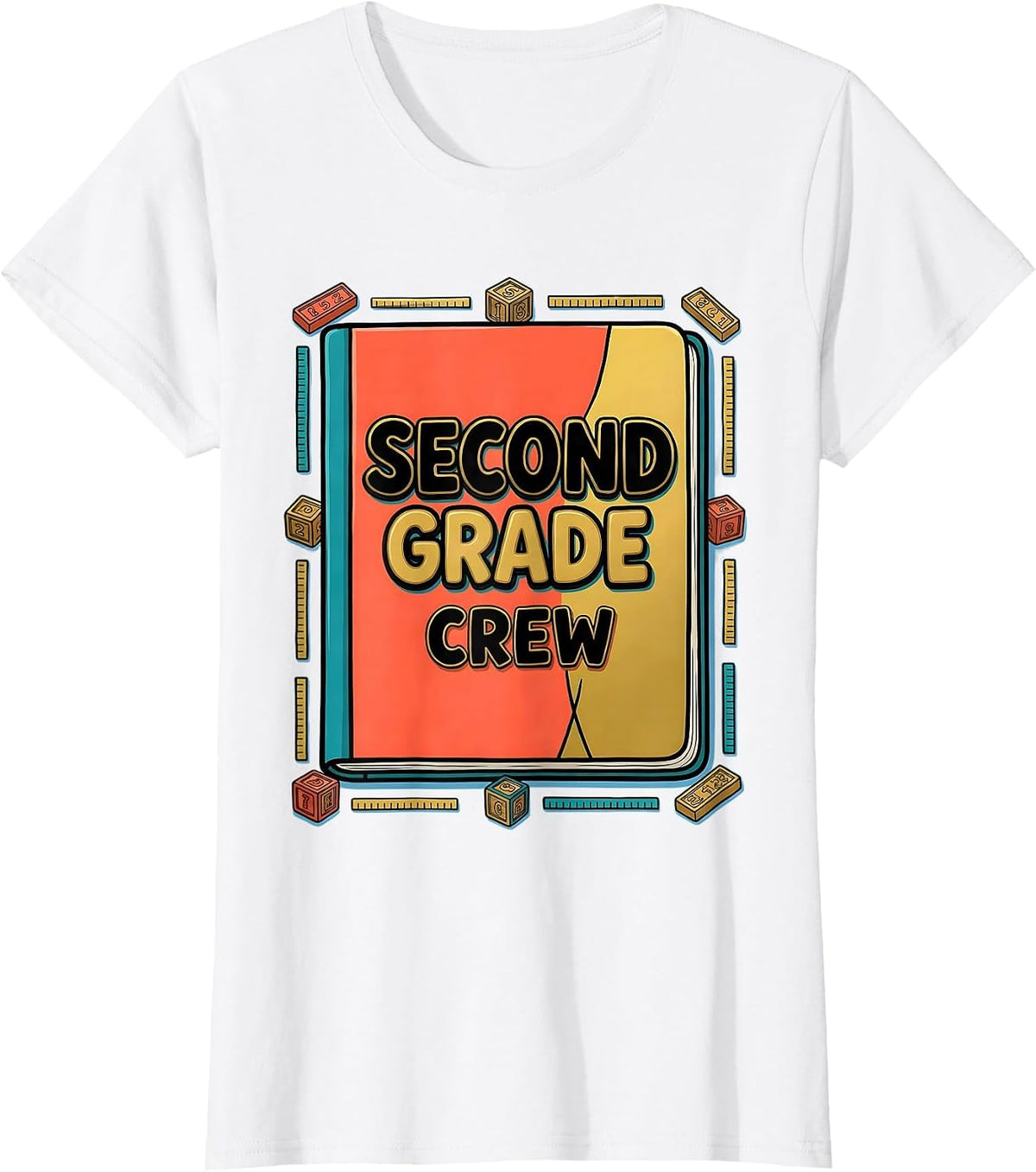 Second Grade Crew Funny Teacher Humor Elementary School T-Shirt - White