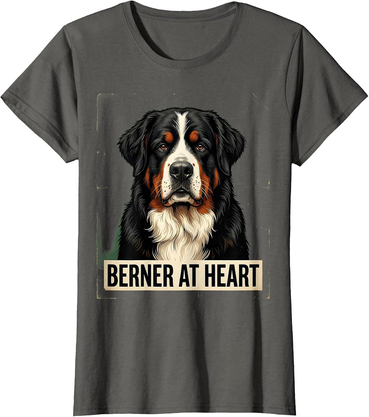 Women's Berner At Heart Vintage Bernese Mountain Dog Lover Gift T-Shirt - Asphalt Grey