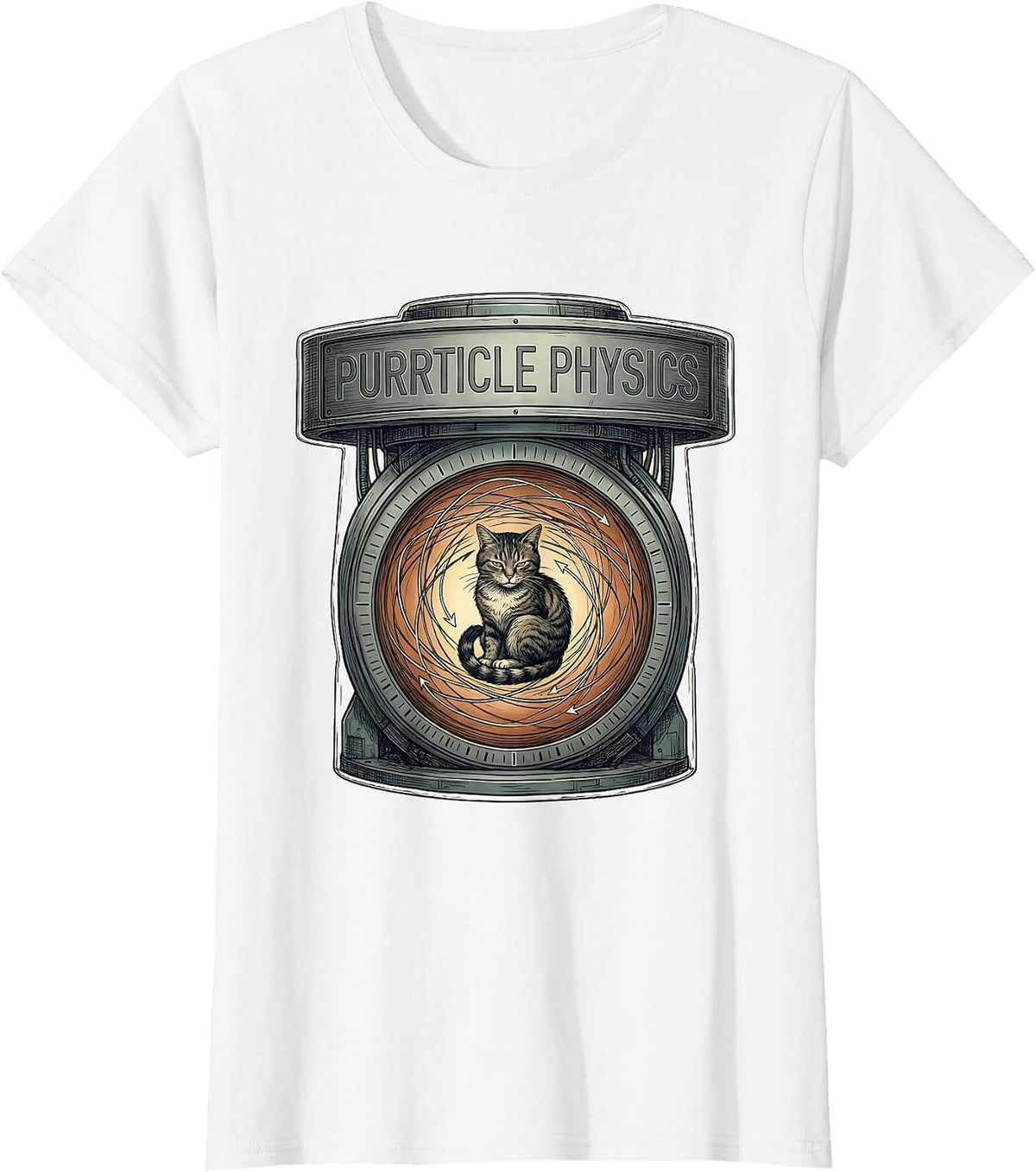 Purrticle Physics Funny Cat Science Math Teacher Student T-Shirt - White
