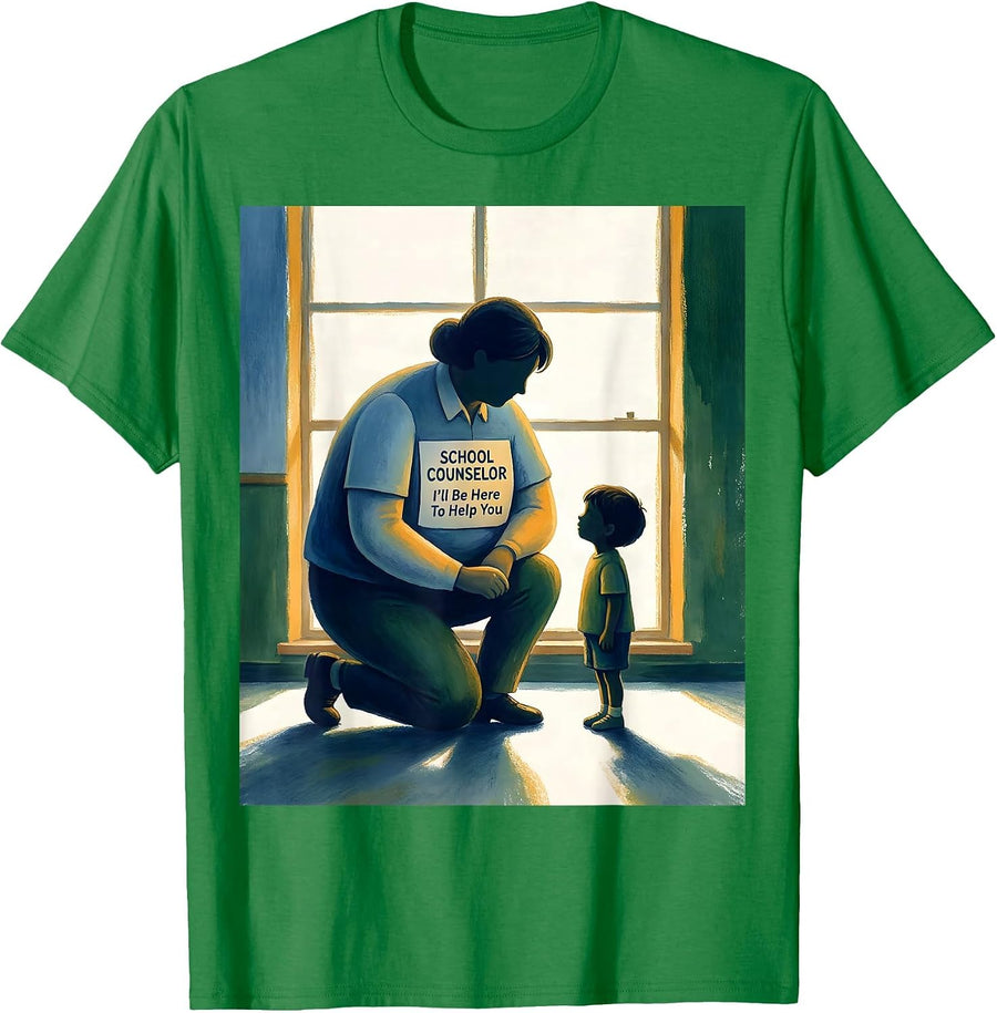 Men's School Counselor I’ll Be Here To Help You Funny T-Shirt - Kelly Green