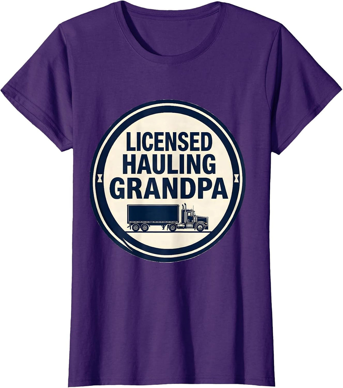 Women's Licensed Hauling Grandpa Funny Trucker Emblem Truck Driver T-Shirt - Purple