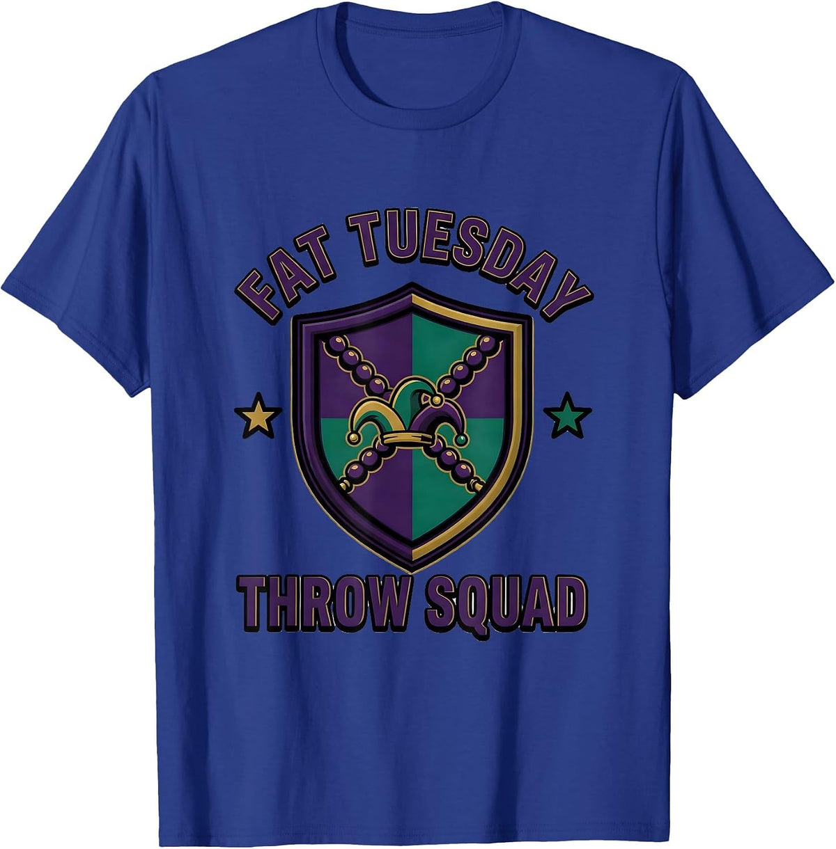 Men's Fat Tuesday Throw Squad Funny Mardi Gras Carnival Party T-Shirt - Royal Blue