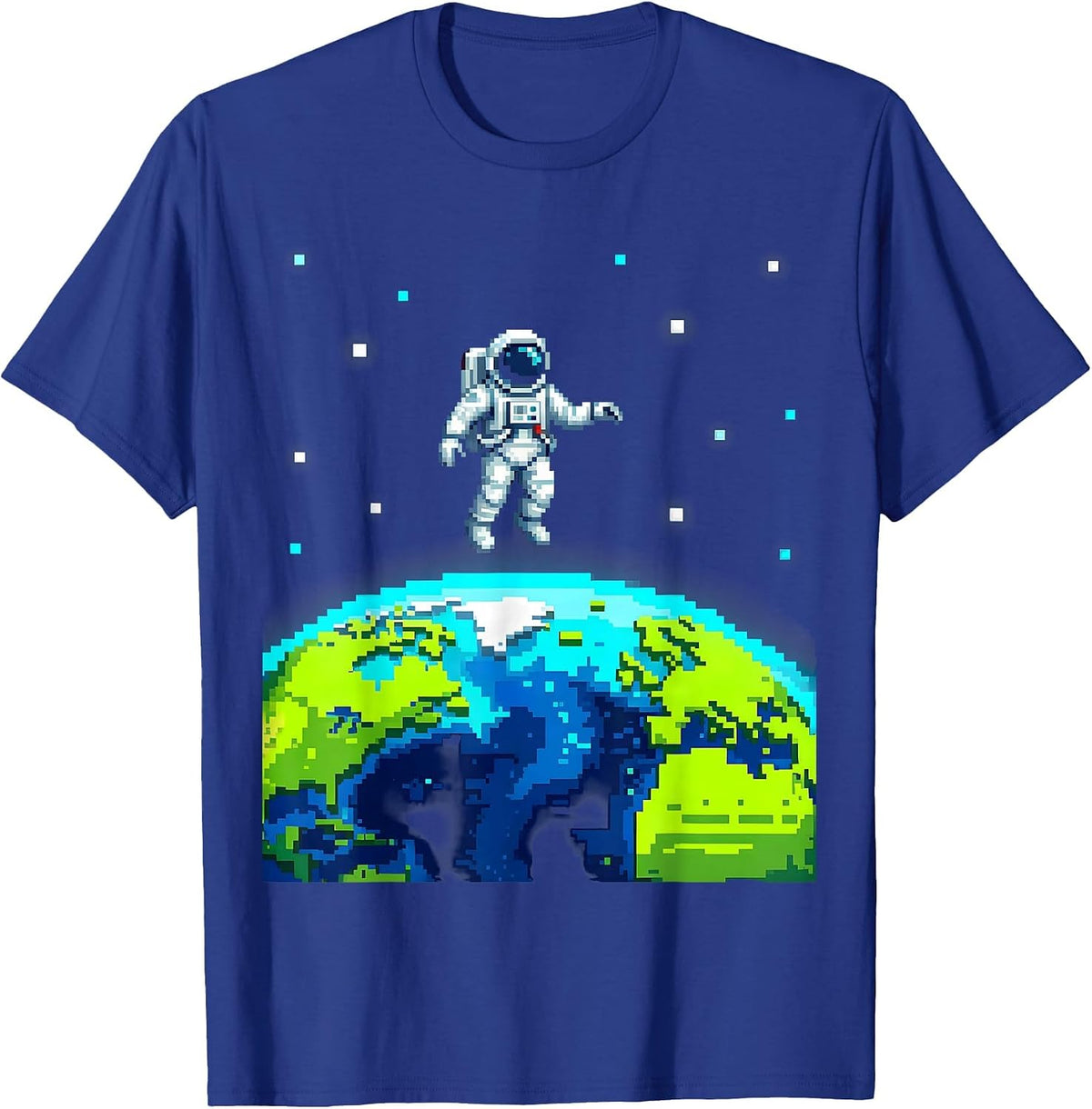 Men's Astronaut Floating Above Glowing Earth Illustration T-Shirt - Royal Blue