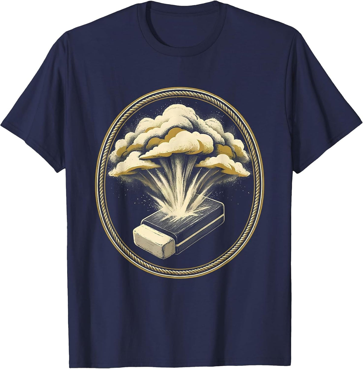 Men's 4th Grade Teacher Chalkboard Eraser Dust Design T-Shirt - Navy Blue