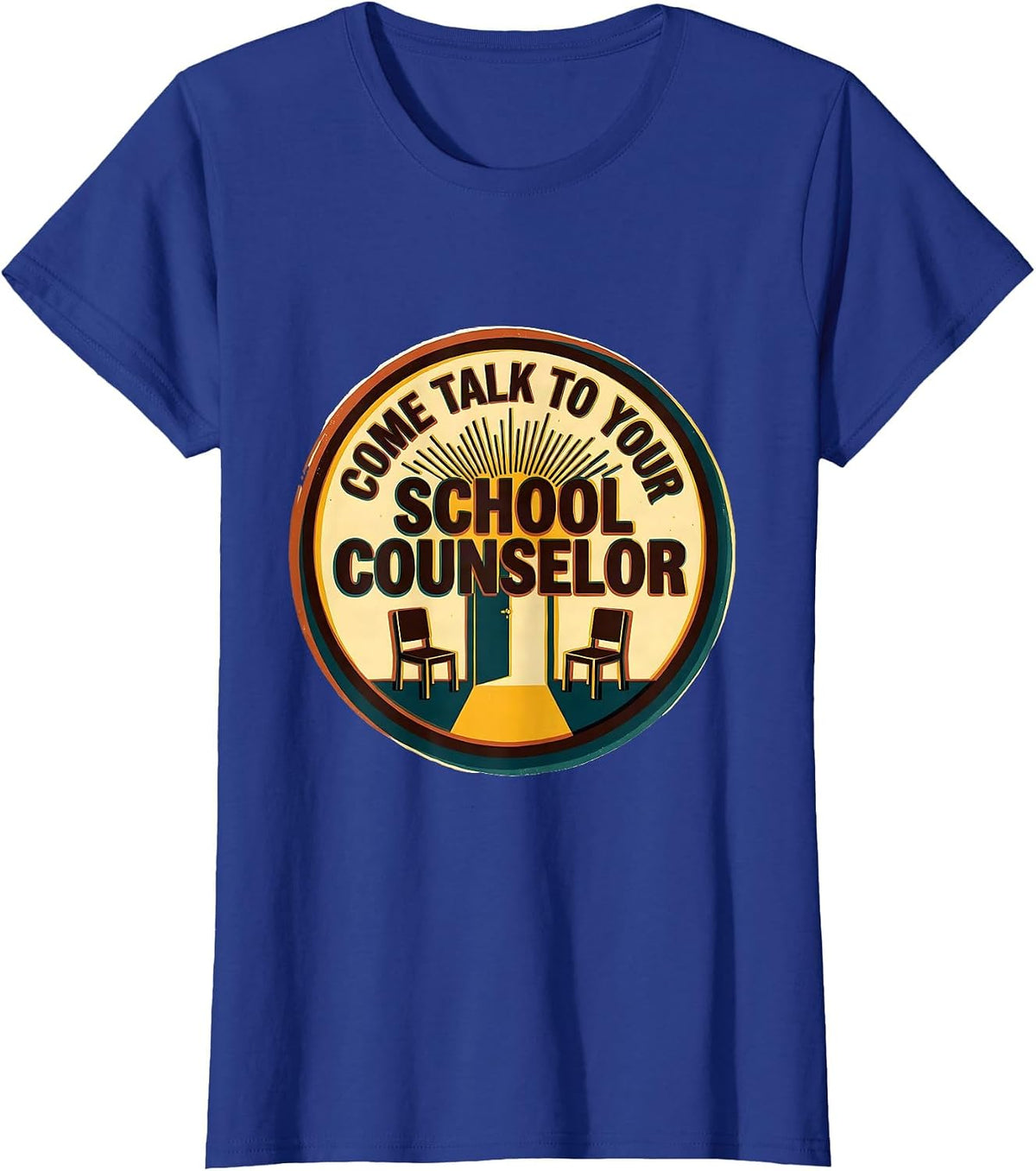 Women's Come Talk To Your School Counselor Groovy Retro Humor T-Shirt - Royal Blue