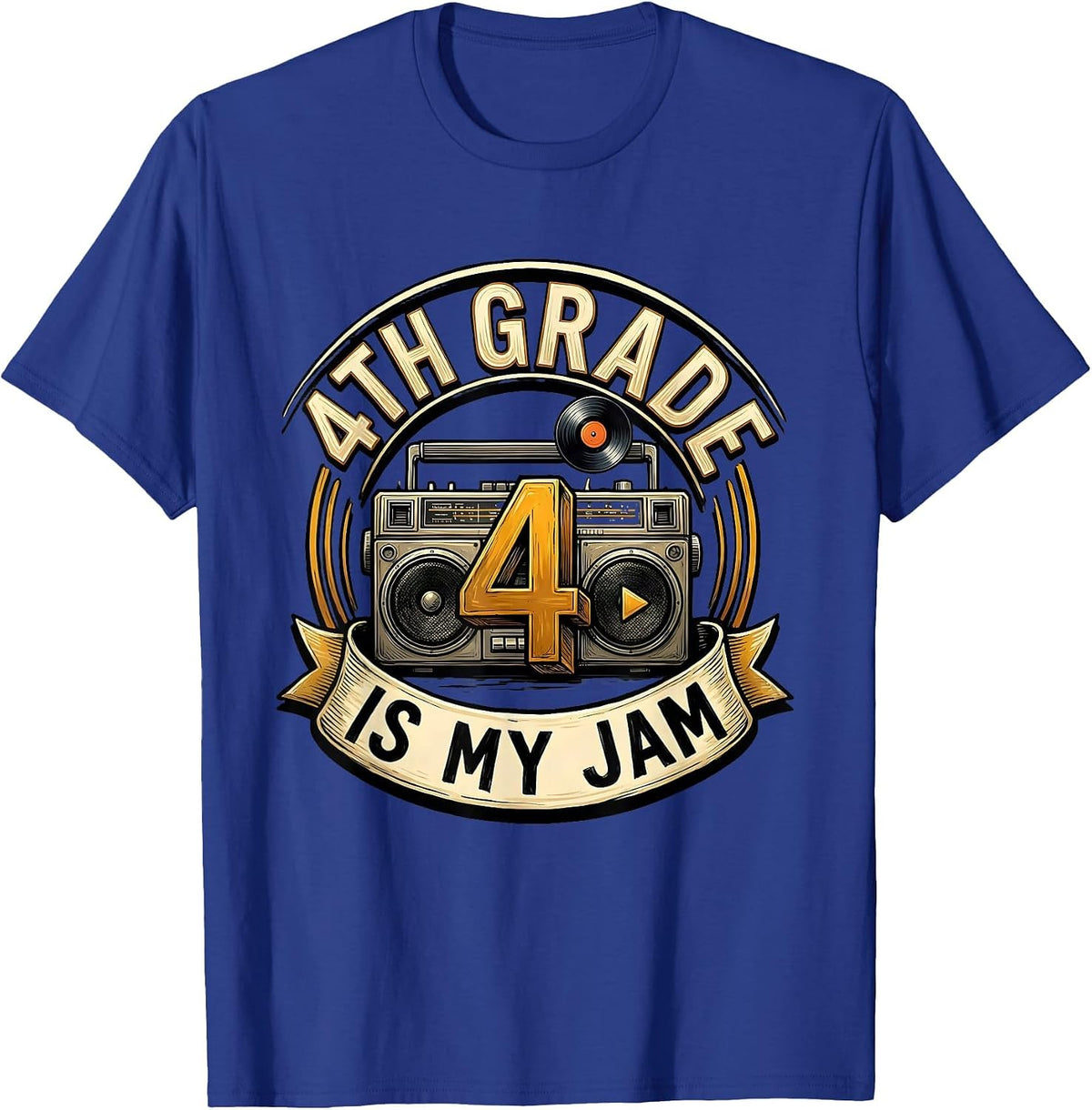 4th Grade Is My Jam Retro Teacher Student Back to School T-Shirt - Royal Blue