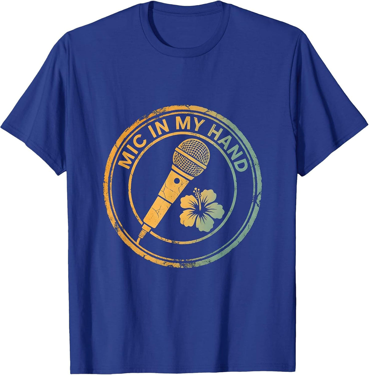 Men's Mic In My Hand Hip Hop Graphic Design T-Shirt - Royal Blue