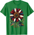 Men's Red White and Blue Sunflower Patriotic Design T-Shirt - Kelly Green
