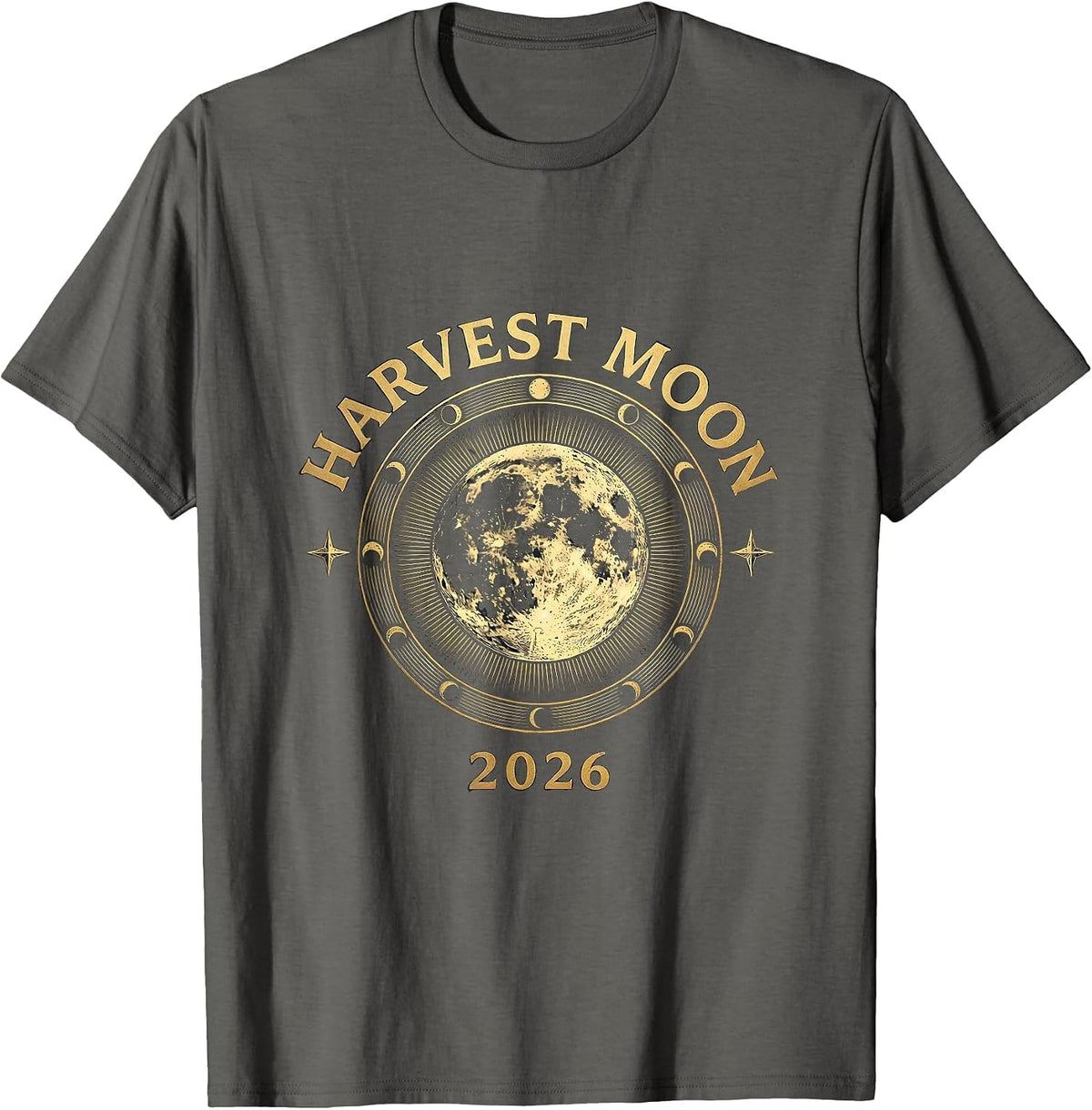 Harvest Moon 2026 Mystic Celestial Astronomy Astrology T-Shirt - Asphalt Grey