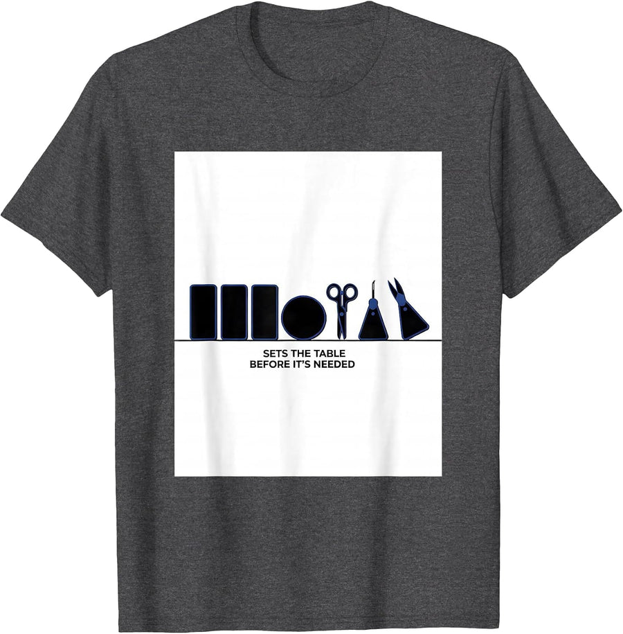 Men's Sets The Table Before It's Needed Geometric Surgical Tech T-Shirt - Dark Heather Grey