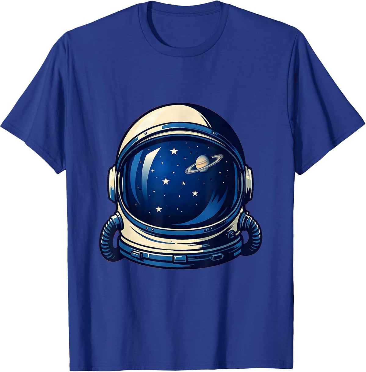 Retro Space Helmet Stars Vintage Cosmos Design T-Shirt - Royal Blue