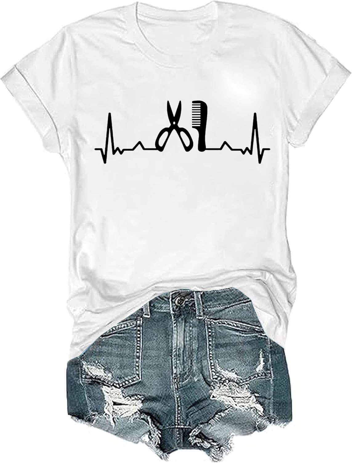 Hairstylist T-Shirt V Neck, Custom Hairstylist Shirt for Women Men - White