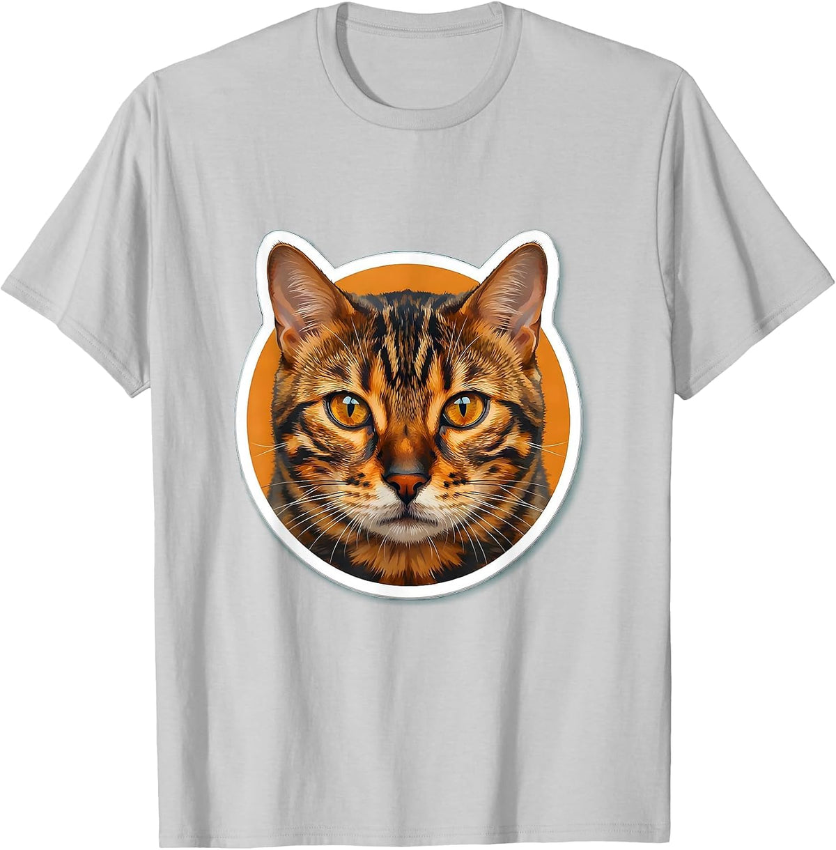 Men's Bengal Cat Close-Up Portrait with Piercing Eyes T-Shirt - Silver Grey