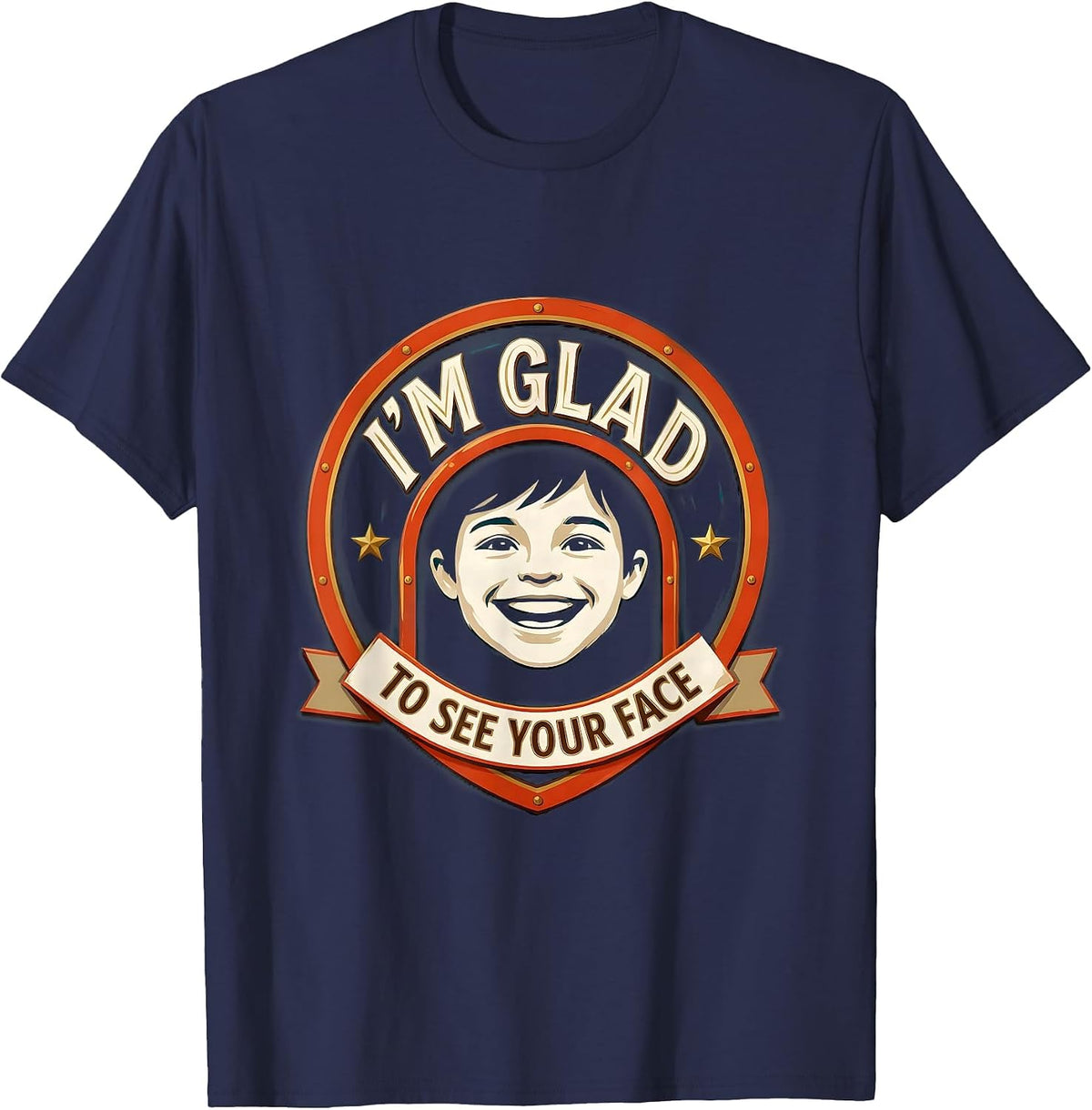 Men's I'm Glad To See Your Face Teacher Back To School Sign T-Shirt - Navy Blue