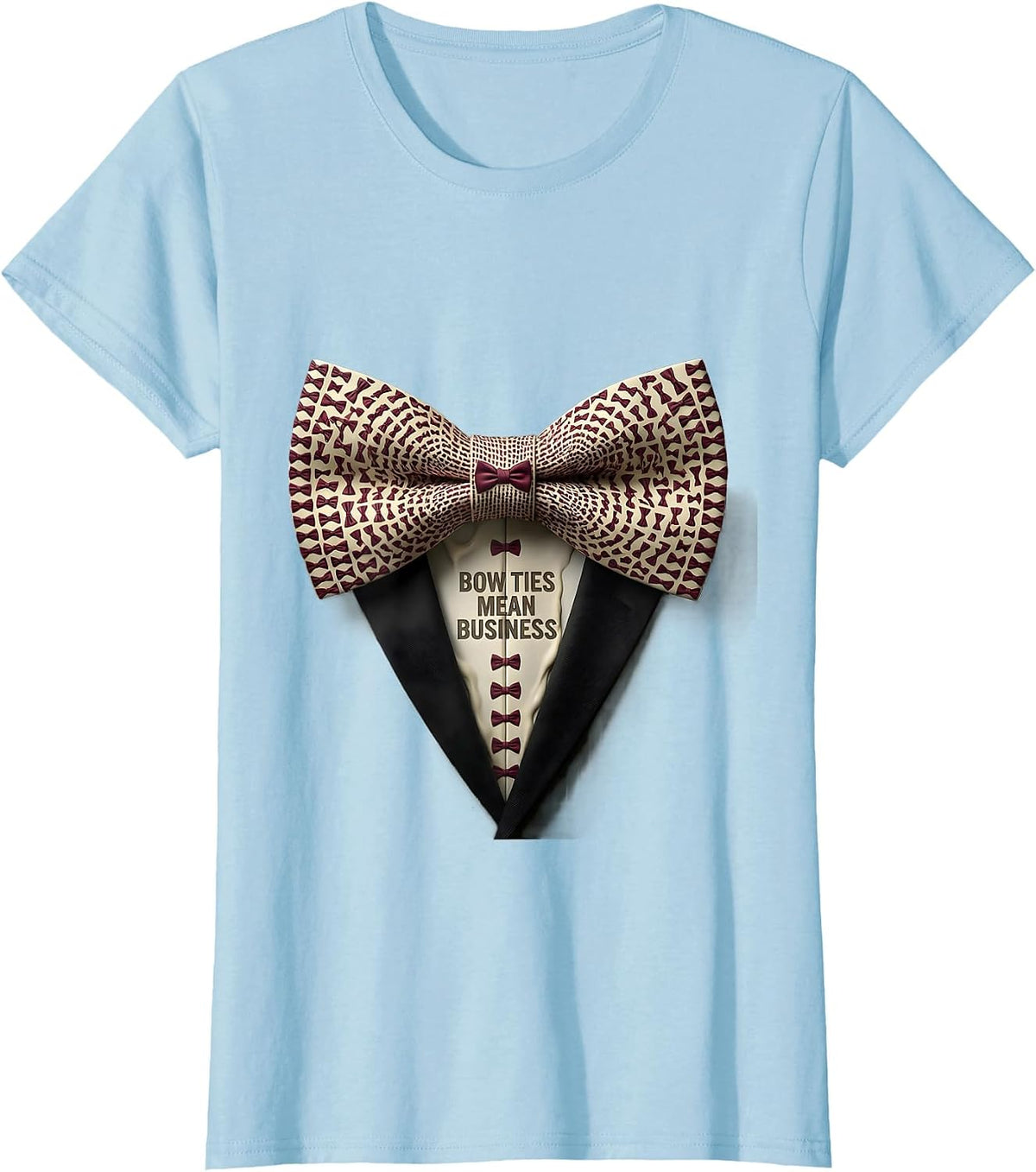 Bow Ties Mean Business Tuxedo Graphic Design T-Shirt - Baby Blue
