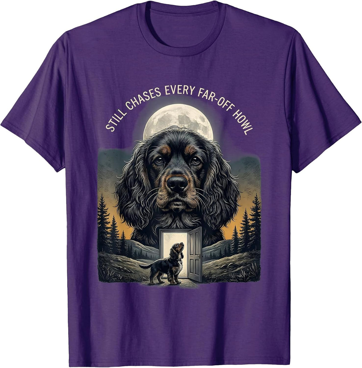 Still Chases Every Far-Off Howl Vintage Cocker Spaniel Breed T-Shirt - Purple