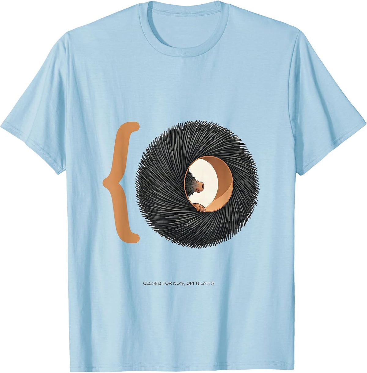 Men's Closed For Now, Open Later Cute Hedgehog Humor Animal Lover T-Shirt - Baby Blue