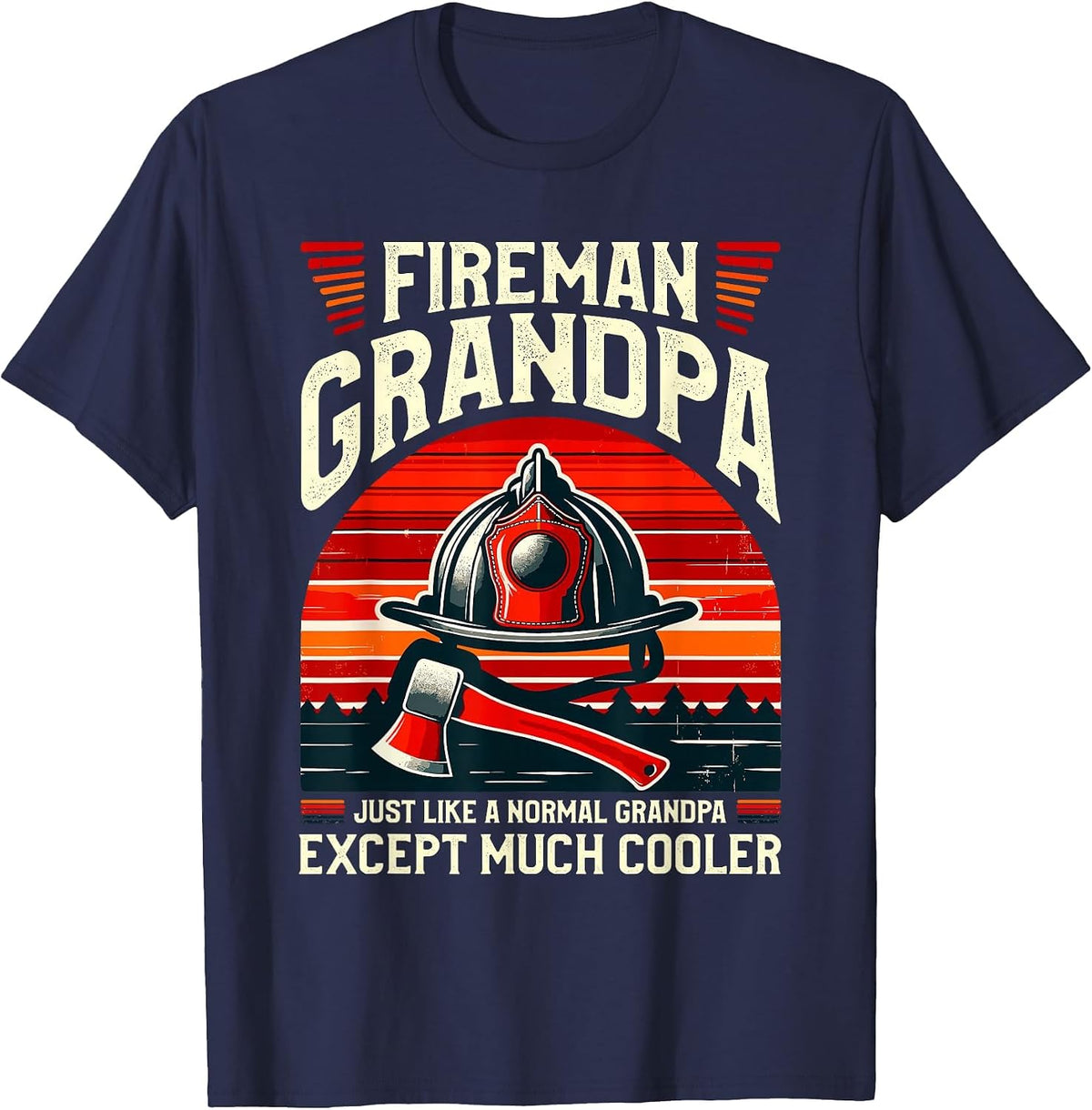 Fireman Grandpa Fireman Grandfather T-Shirt - Navy Blue