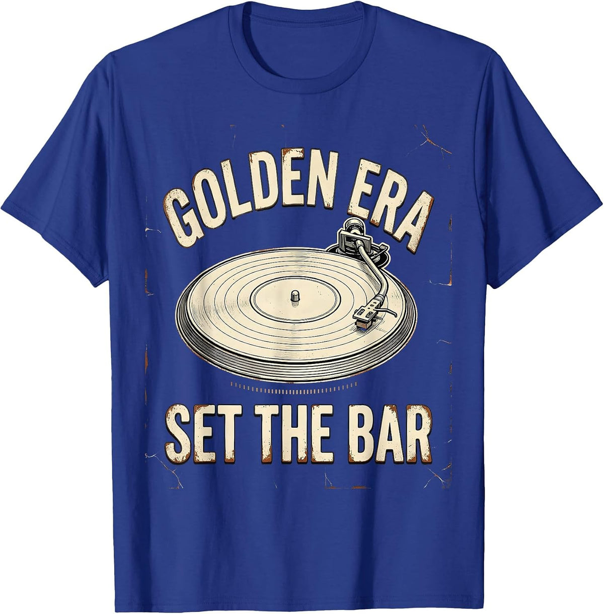 Men's Golden Era Set The Bar Distressed Retro 90s Hip Hop T-Shirt - Royal Blue