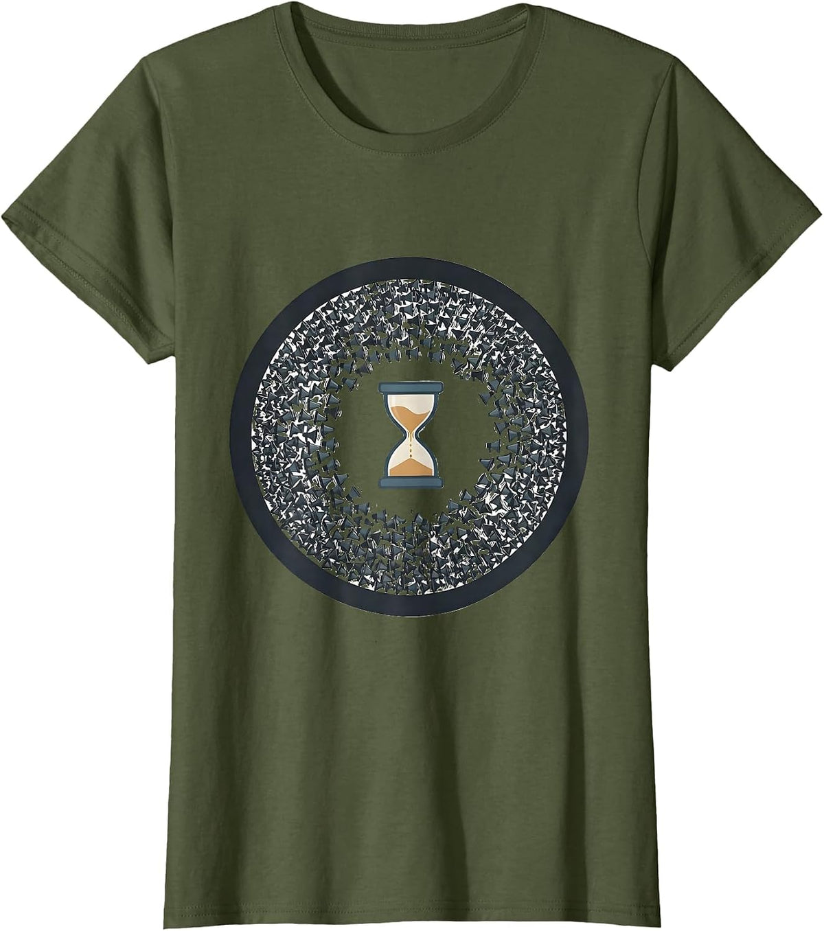 Women's Centered Hourglass Dense Megaphone Marks School Counselor T-Shirt - Olive Green