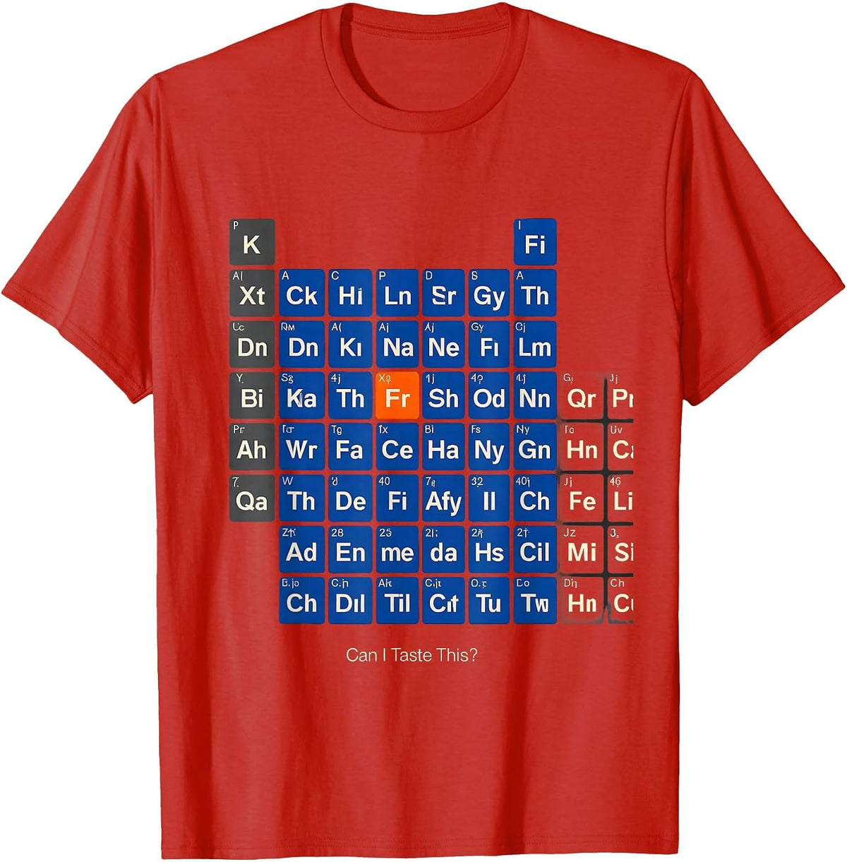 Men's Can I Taste This Funny Periodic Table Science Teacher Gift T-Shirt - Red