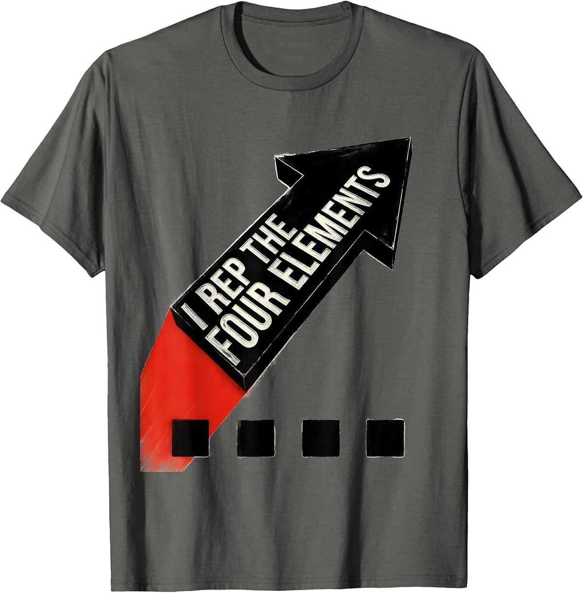 Men's I Rep The Four Elements Constructivist Graffiti Hip Hop Rap T-Shirt - Asphalt Grey