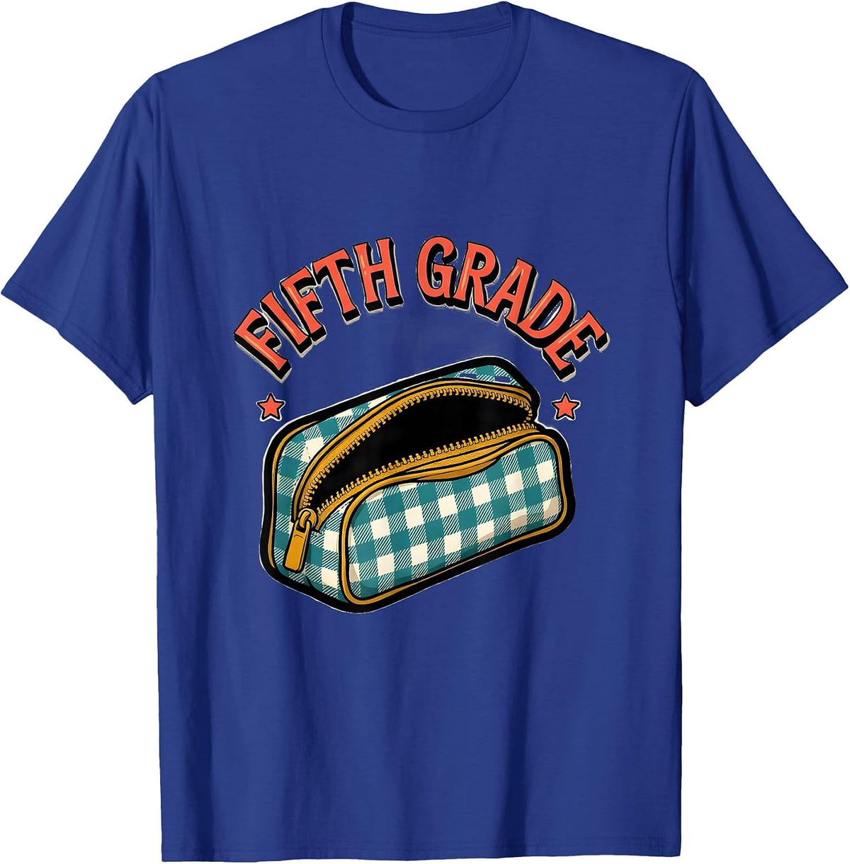 Men's Fifth Grade Retro Checkered Girl Teacher Back To School T-Shirt - Royal Blue
