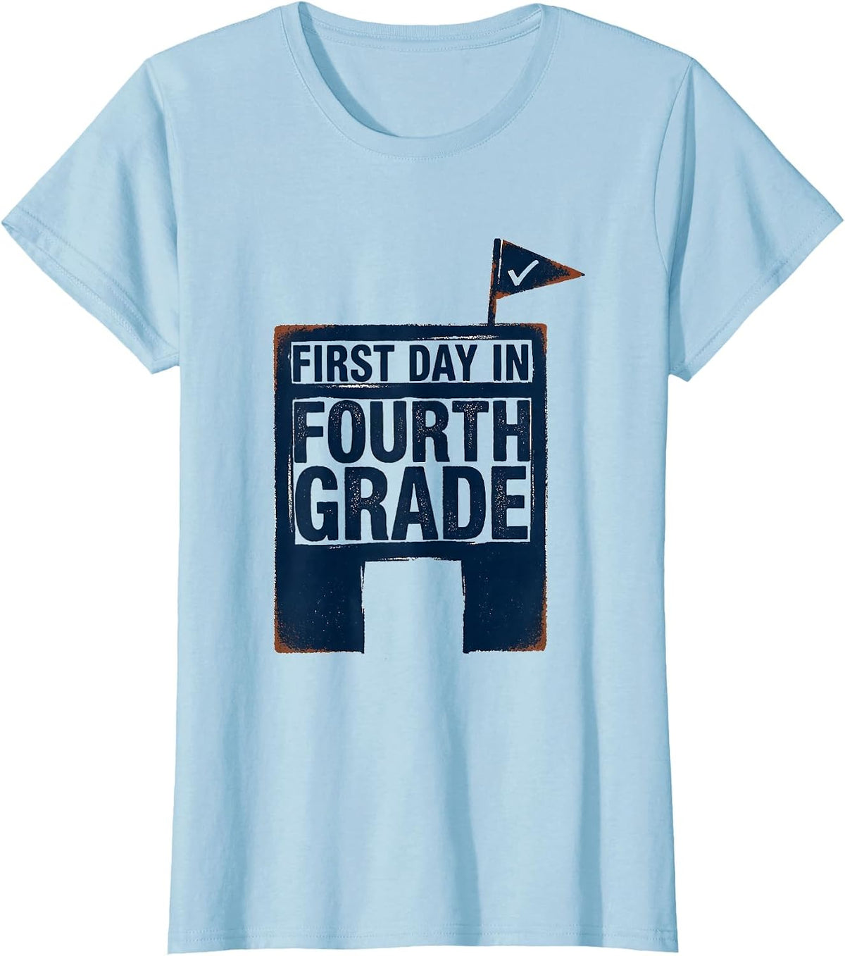 First Day In Fourth Grade Retro Groovy Teacher Student Back T-Shirt - Baby Blue