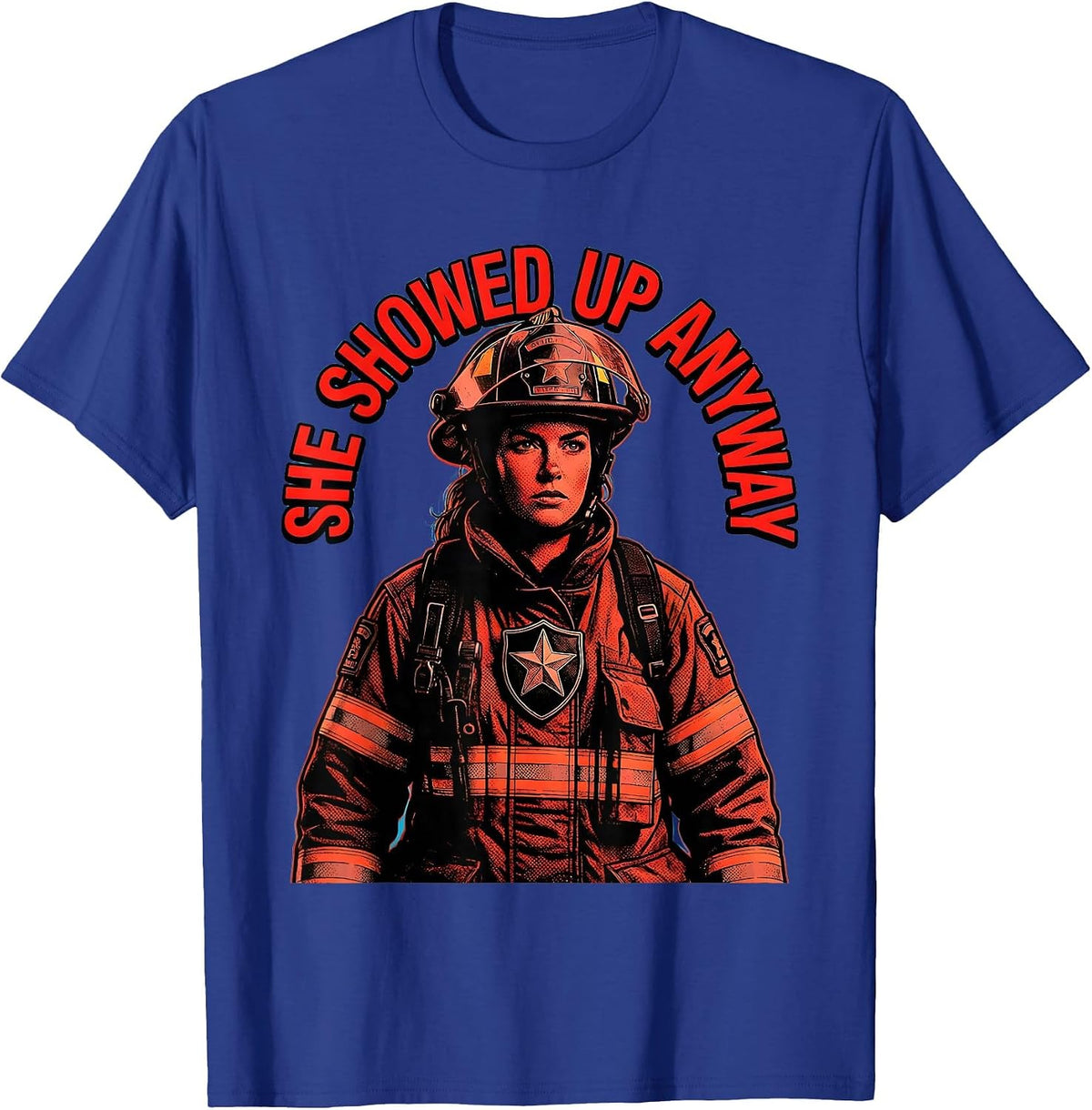 Men's 911 She Showed Up Anyway Dispatcher Design T-Shirt - Royal Blue