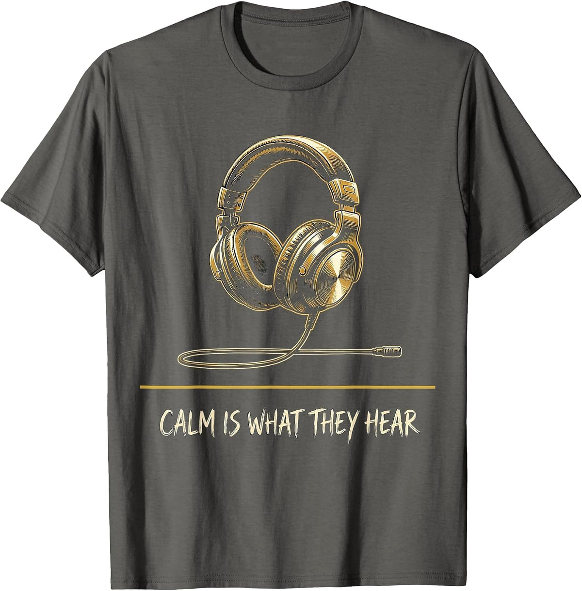 Calm Is What They Hear Thin Gold Line 911 Dispatcher T-Shirt - Asphalt Grey