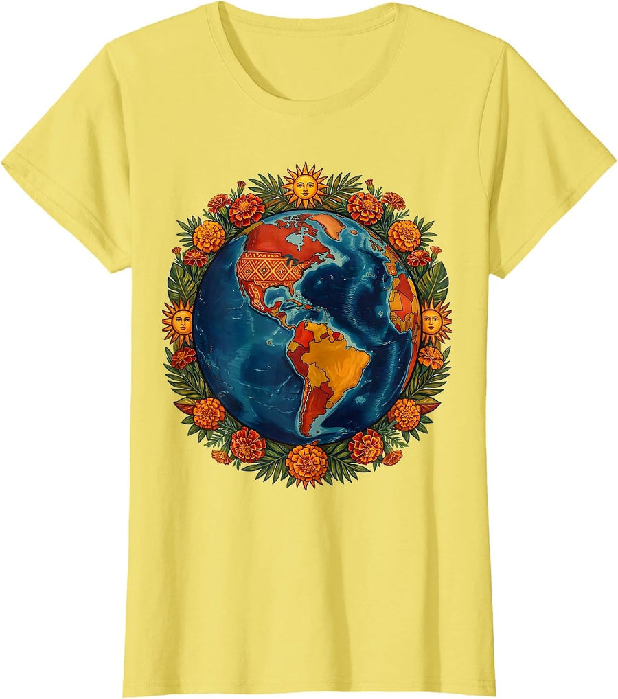 Spanish Teacher Globe Spanish-Speaking World T-Shirt - Lemon Yellow
