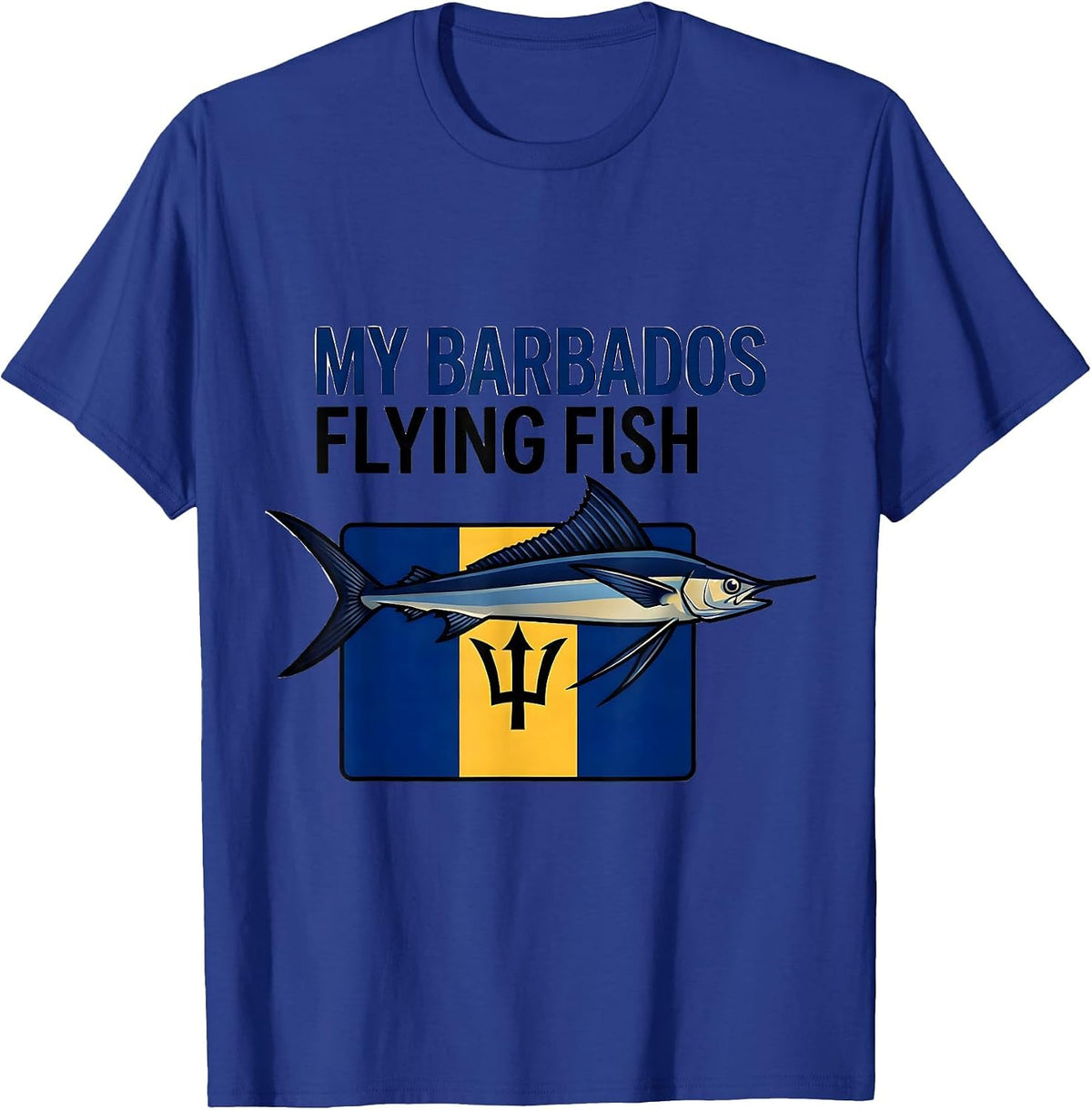 My Barbados Flying Fish Flat Vector National Pride Caribbean T-Shirt - Royal Blue