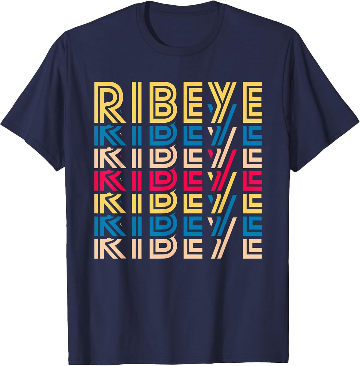 Ribeye Retro Vintage Funny Steak Meat Keto Diet Foodie T-Shirt - Navy Blue