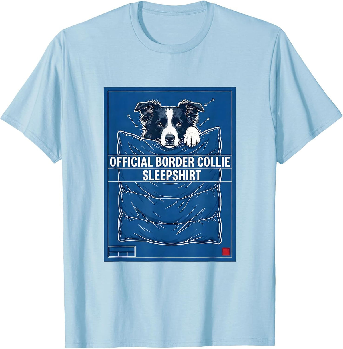 Men's Official Border Collie Sleepshirt Technical Blueprint Pet T-Shirt - Baby Blue