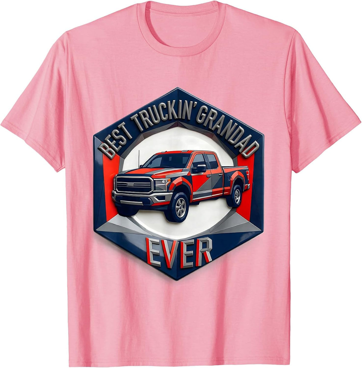 Men's Best Truckin' Grandad Ever Funny Trucker Gift Truck Driver T-Shirt - Pink
